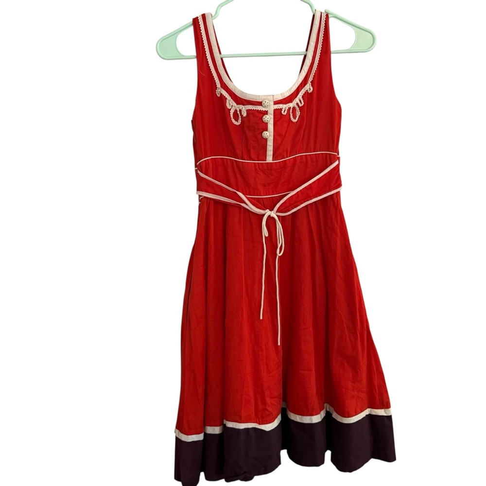 Floreat orange peasant Embroidered Dress size 2 - Picture 5 of 14